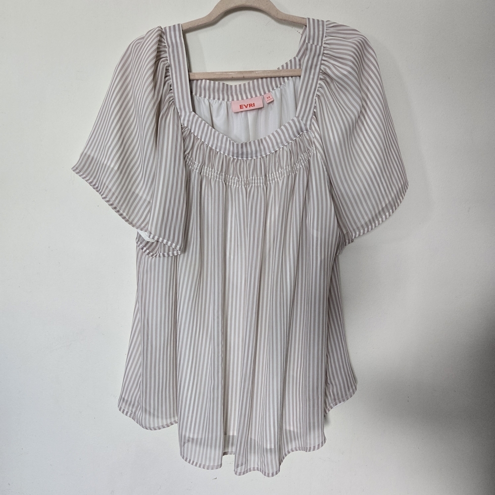 EVRI Women's Striped Cream Top